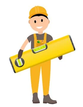 Construction Worker Flat Character, Building Man Specialists Rea Stock Illustration
