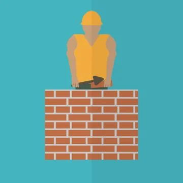 Construction worker flat icon. Editable and design suitable vector illustrati Stock Illustration