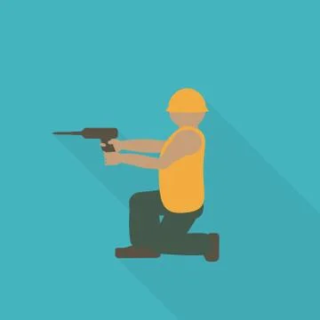 Construction worker flat icon. Editable and design suitable vector . Stock Illustration