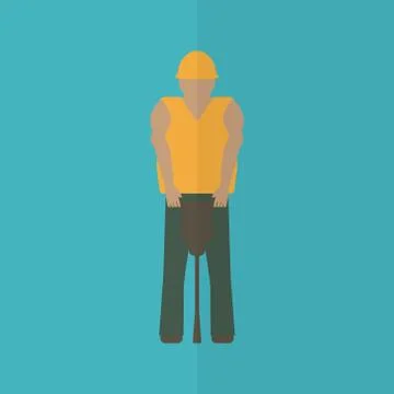 Construction worker flat icon. Stock Illustration