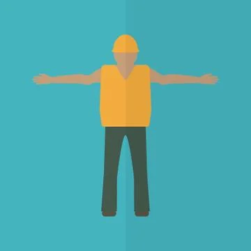 Construction worker flat icon. Stock Illustration