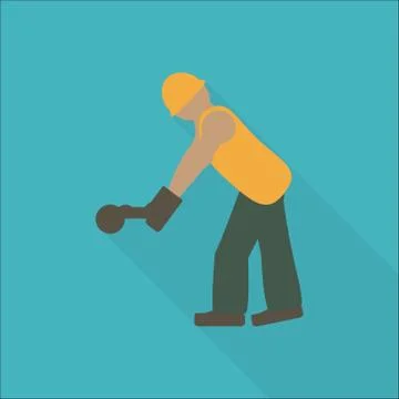 Construction worker flat icon. Stock Illustration