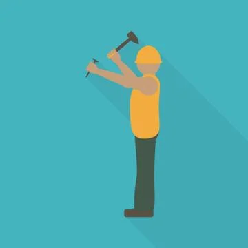 Construction worker flat icon. Stock Illustration