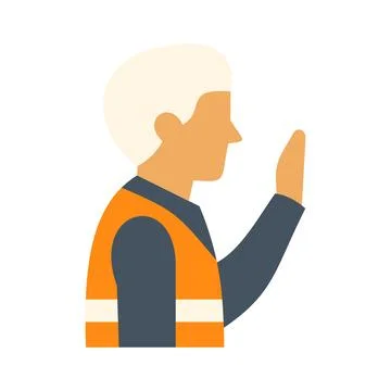 Construction worker gesturing stop wearing safety vest Stock Illustration