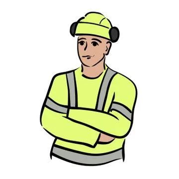 Construction worker hand drawn Stock Illustration