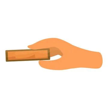 Construction worker hand holding brick for building wall Stock Illustration