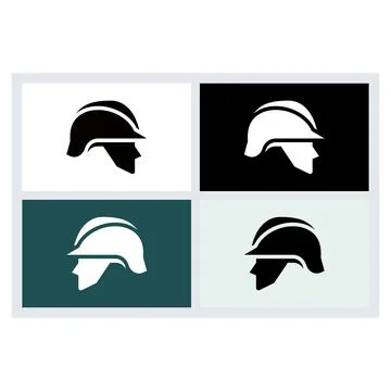 Construction Worker Hard Hat Profile Icon Set Stock Illustration