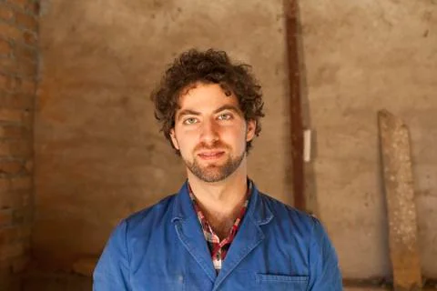 A construction worker, head and shoulders, portrait Stock Photos