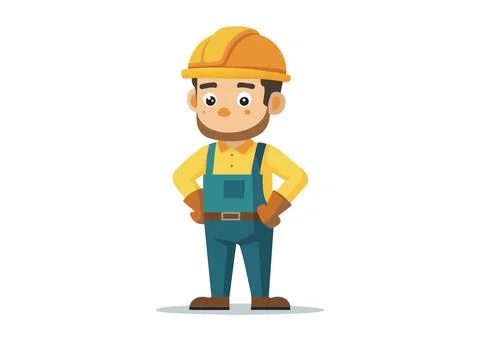 Construction worker in helmet and overalls Stock Illustration