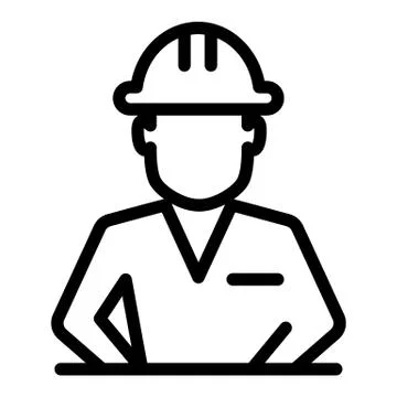 Construction worker in helmet line icon. Builder avatar vector illustration Stock Illustration