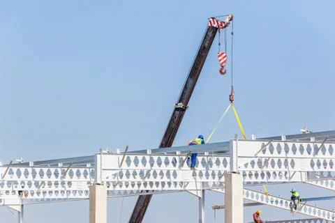 Construction Worker High Beams Columns Building Stock Photos