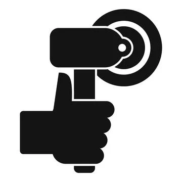 Construction worker holding angle grinder power tool silhouette icon Stock Illustration