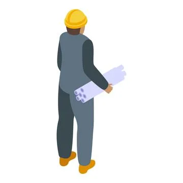 Construction worker holding blueprint, planning and building new project Stock Illustration