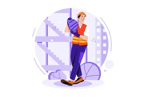 Construction worker holding cement bag Stock Illustration