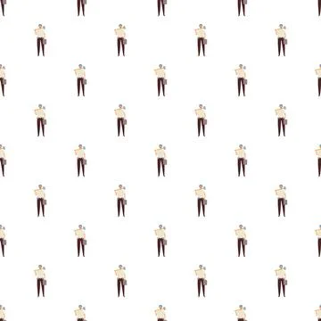 Construction worker holding hammer flat cartoon pattern Stock Illustration