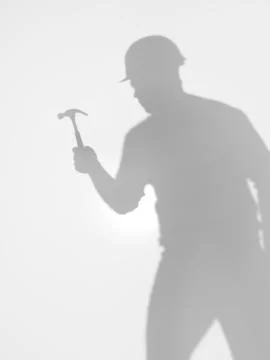 Construction worker holding a hammer Stock Illustration