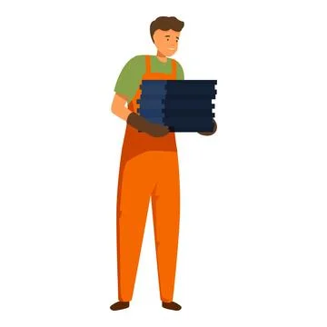 Construction worker holding heavy concrete plates for building Ilustración de archivo