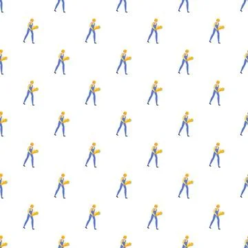 Construction worker holding jackhammer seamless pattern 스톡 일러스트