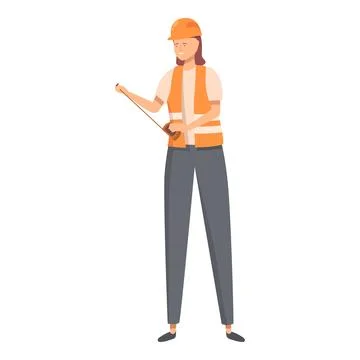 Construction worker is holding a measuring tape Illustrazione stock
