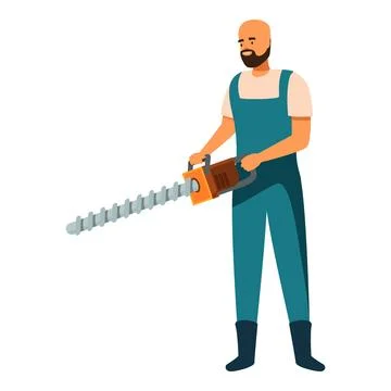 Construction worker holding powerful earth auger drill machine Stock Illustration