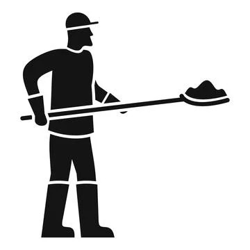 Construction worker holding shovel with building material Stock Illustration