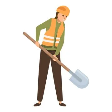 Construction worker is holding a shovel, ready to start working Stock Illustration