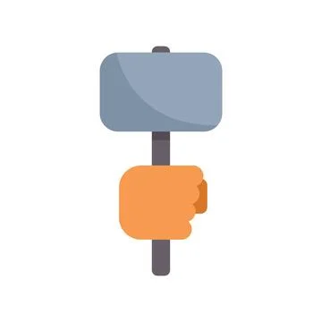 Construction worker holding a sledgehammer flat icon design illustration on.. Illustration