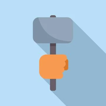 Construction worker holding a sledgehammer with protective gloves for safety at Illustration