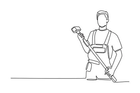 Construction worker holding sledgehammer for tunnel building Stock Illustration