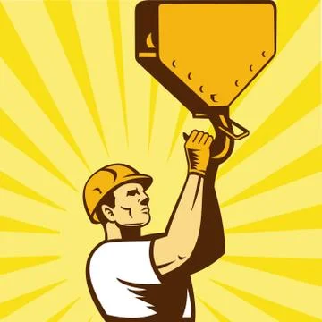 Construction worker hook retro style Stock Illustration