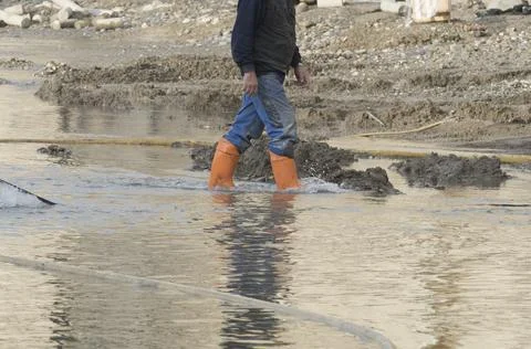 Construction worker in hydraulic engineering Stock Photos