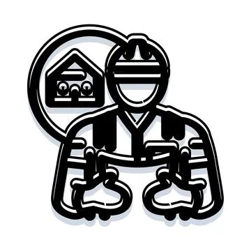Construction worker icon bringing building and development concept Ilustración de archivo