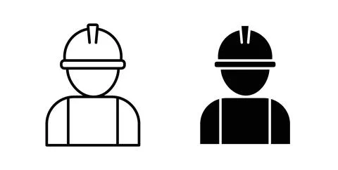 Construction worker icon collection in black, Line icons, flat symbols Stockillustratie