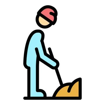 Construction worker icon color outline vector Stock Illustration