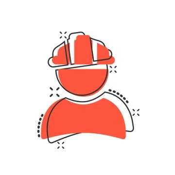 Construction worker icon in comic style. Factory employee vector cartoon illu Stock Illustration