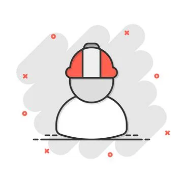 Construction worker icon in comic style. Factory employee vector cartoon illu Stock Illustration