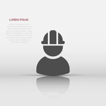 Construction worker icon in flat style. Factory employee vector illustratio.. Stock Illustration