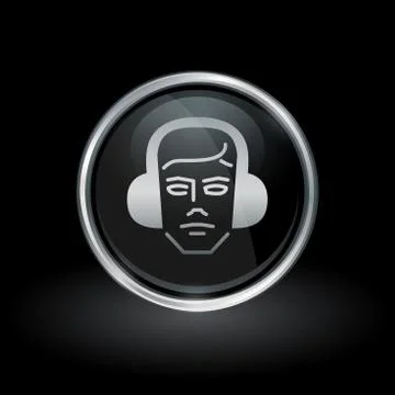 Construction worker icon inside round silver and black emblem Stock Illustration