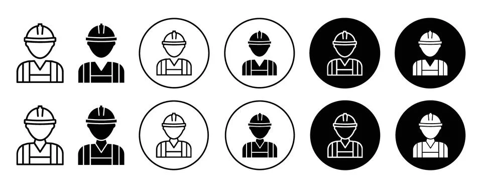 Construction worker icon Outline flat Icon Illustrazione stock