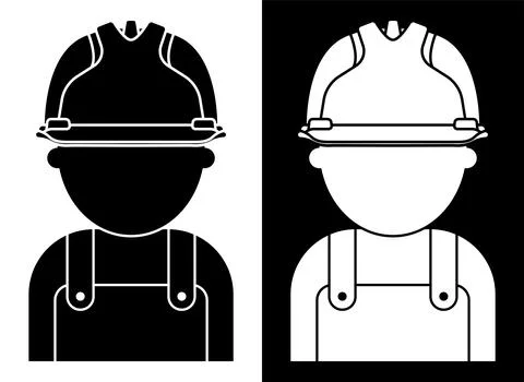 Construction worker icon in protective helmet. Protective uniform of engineer Illustrazione stock