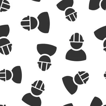 Construction worker icon seamless pattern background. Factory employee vector Stockillustratie
