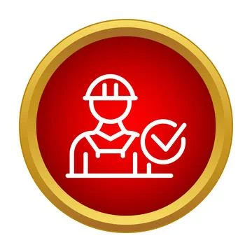 Construction worker icon showing quality control check Stock Illustration