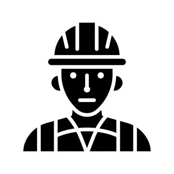 Construction Worker Icon in Solid Black Design for Safety and Industry Use 库存插图