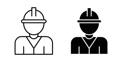 Construction worker icon symbol, outline icons Stock Illustration