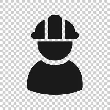 Construction worker icon in transparent style. Factory employee vector illust Illustrazione stock