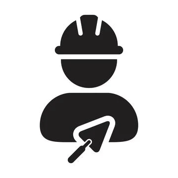 Construction worker icon with trowel vector male contractor person profile Illustrazione stock