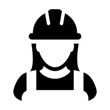 Construction worker icon vector female service person profile avatar Stock Illustration