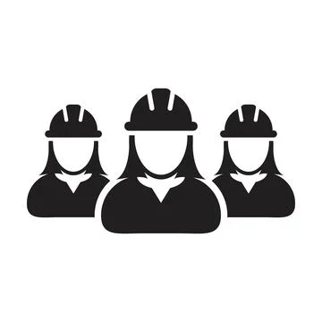 Construction worker icon vector group of contractor people persons profile Stock Illustration