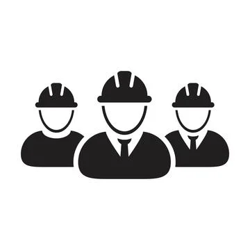 Construction worker icon vector group of contractor people persons profile Stock Illustration