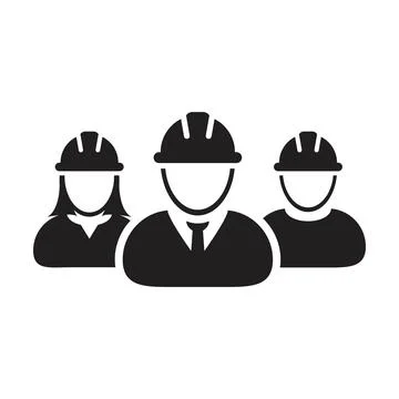 Construction worker icon vector group of contractor people persons profile  Illustrazione stock
